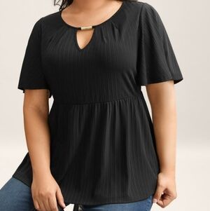 BloomChic Black Blouse with Metallic Accent